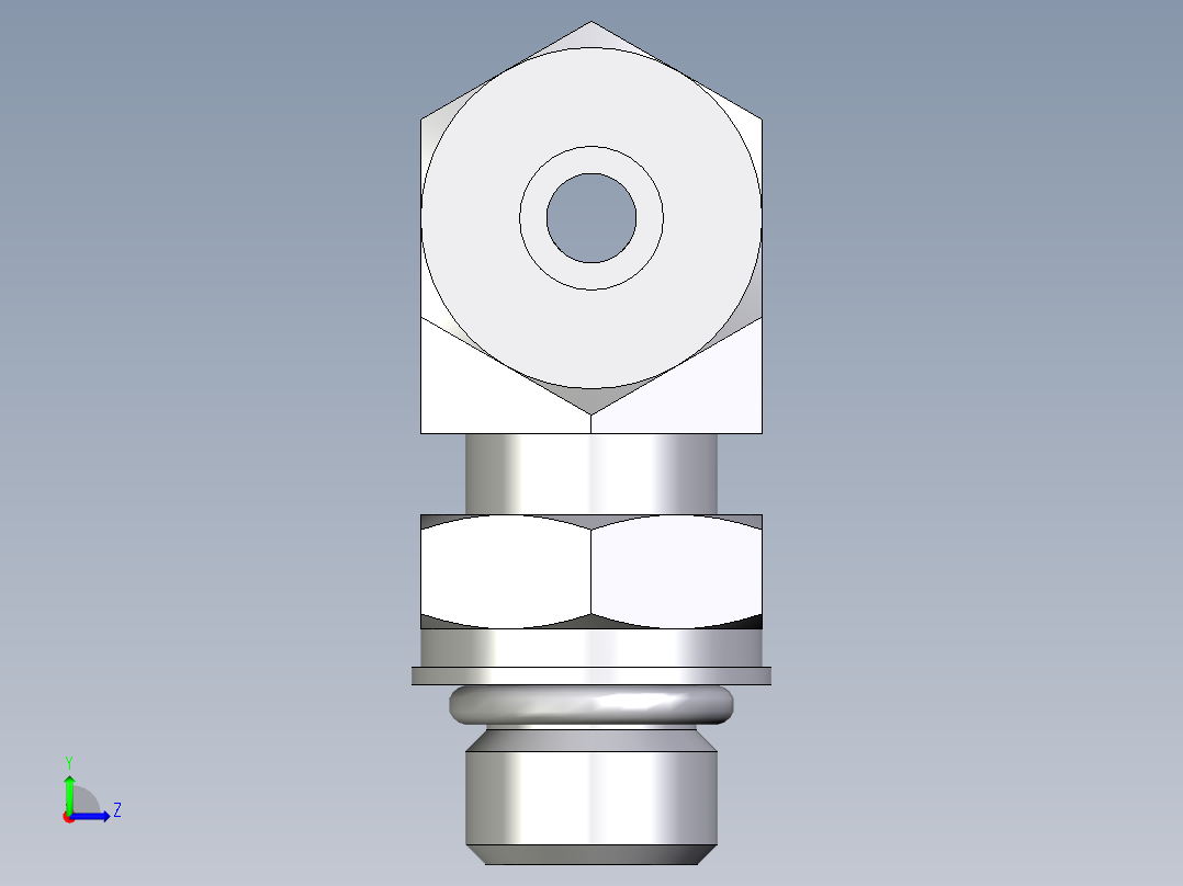 卡套式工业通用硬管接头EO_Adjustable_locknut_branch_tee_TEE08SMORCF左视图
