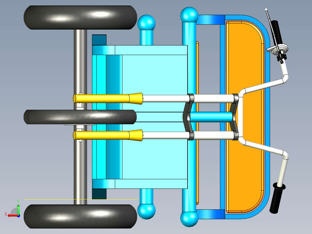 电动三轮车架--stp后视图