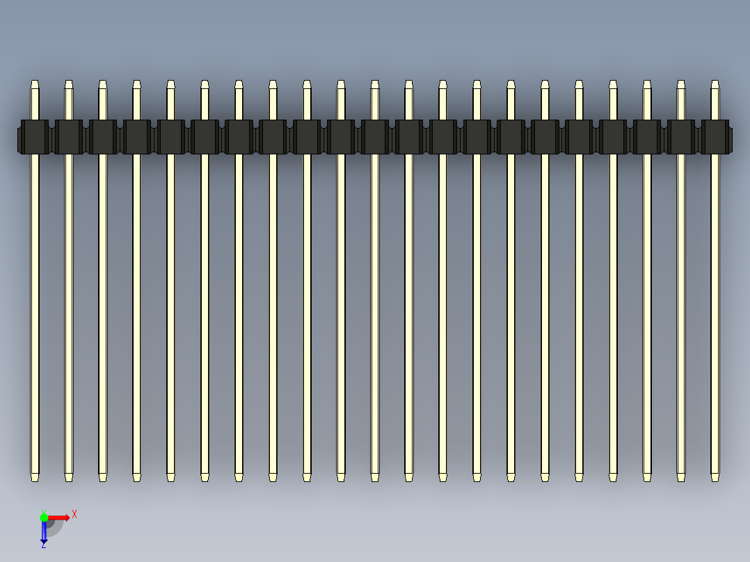 彩色公头100mil（2.54mm）系列-DS1021_black_3x21p_100mil_Type43_rev1.0俯视图