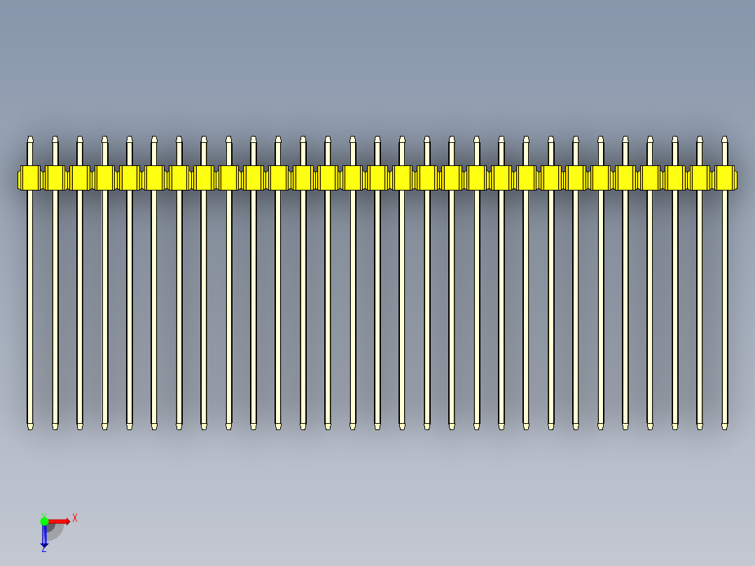 彩色公头100mil（2.54mm）系列-DS1021_yellow_3x29p_100mil_Type43_rev1.0俯视图