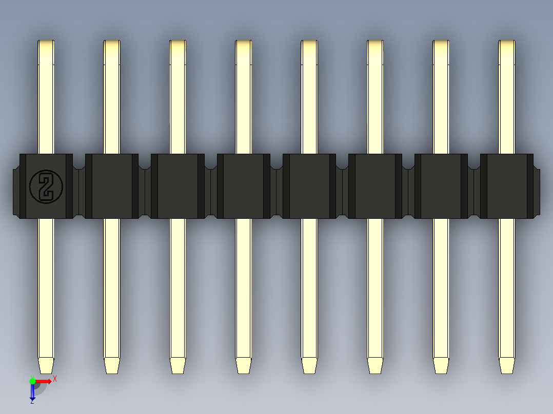 彩色公排针 100mil 2.54mm 系列-DS1022_black_2x08p_100mil_TypeD_rev1.0俯视图