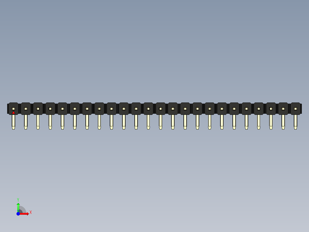 彩色公排针 100mil 2.54mm 系列-DS1022_black_1x24p_100mil_TypeD_rev1.0前视图