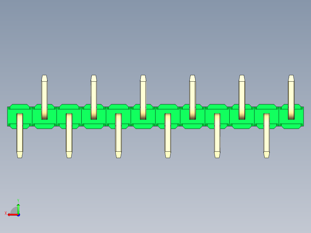彩色公排针 100mil 2.54mm 系列-DS1022_green_12p_100mil_Type_SMT_R1_rev1.0后视图