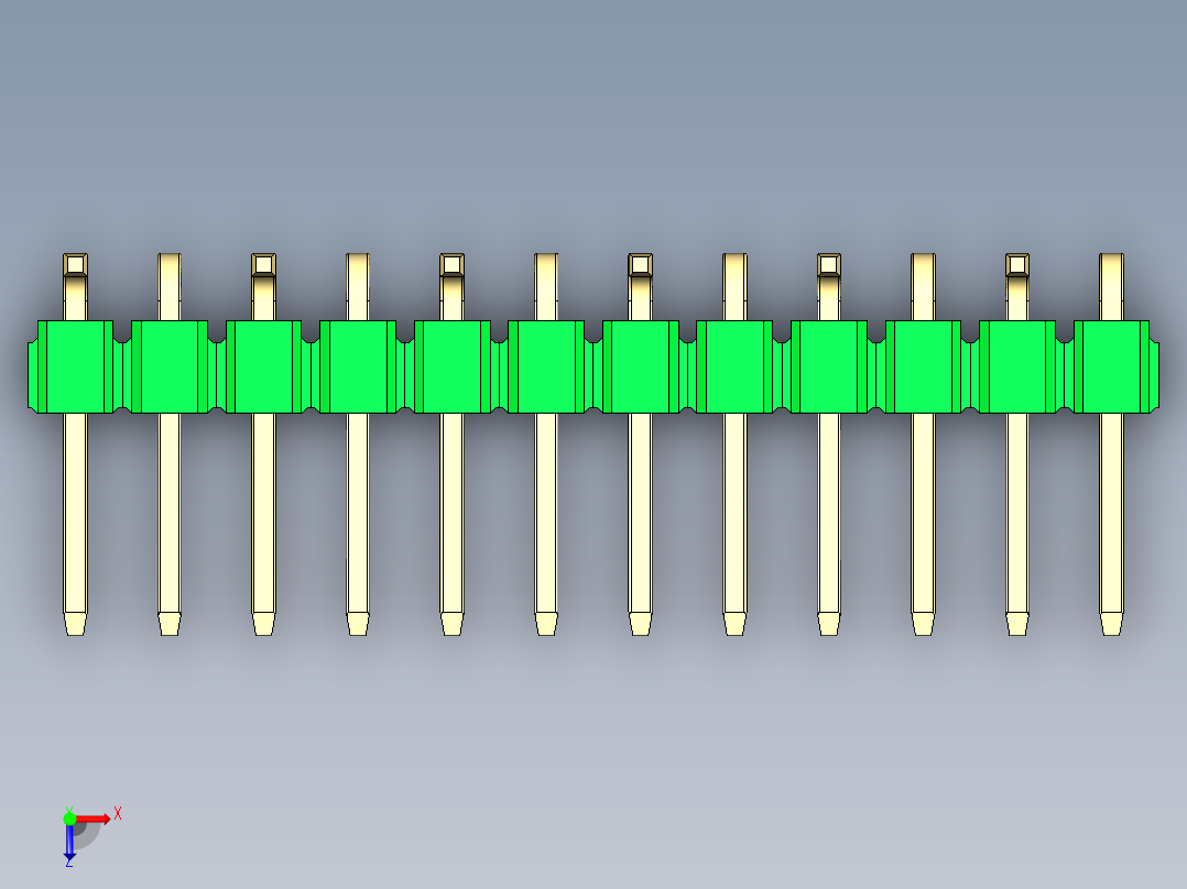 彩色公排针 100mil 2.54mm 系列-DS1022_green_12p_100mil_Type_SMT_R1_rev1.0俯视图