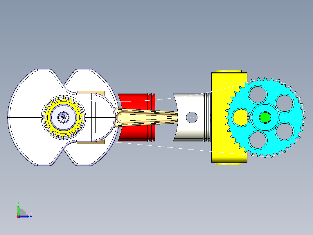 发动机活塞和曲轴运动左视图