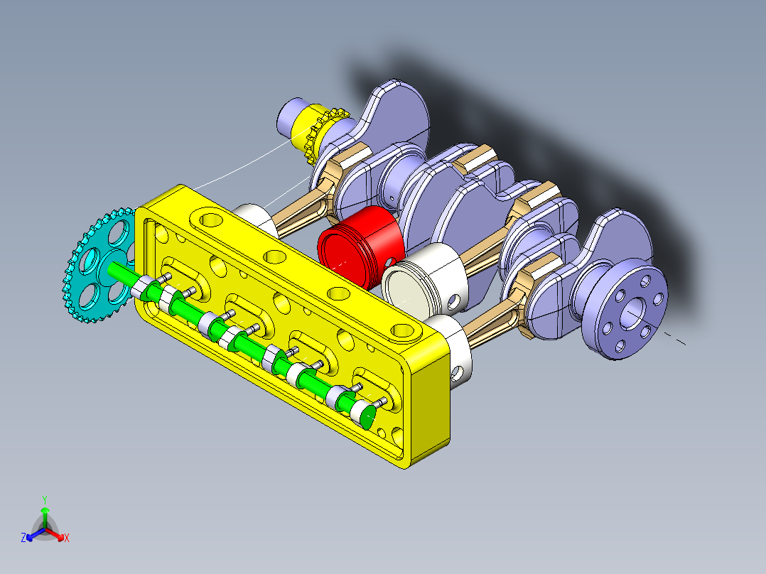 发动机活塞和曲轴运动正等轴测图