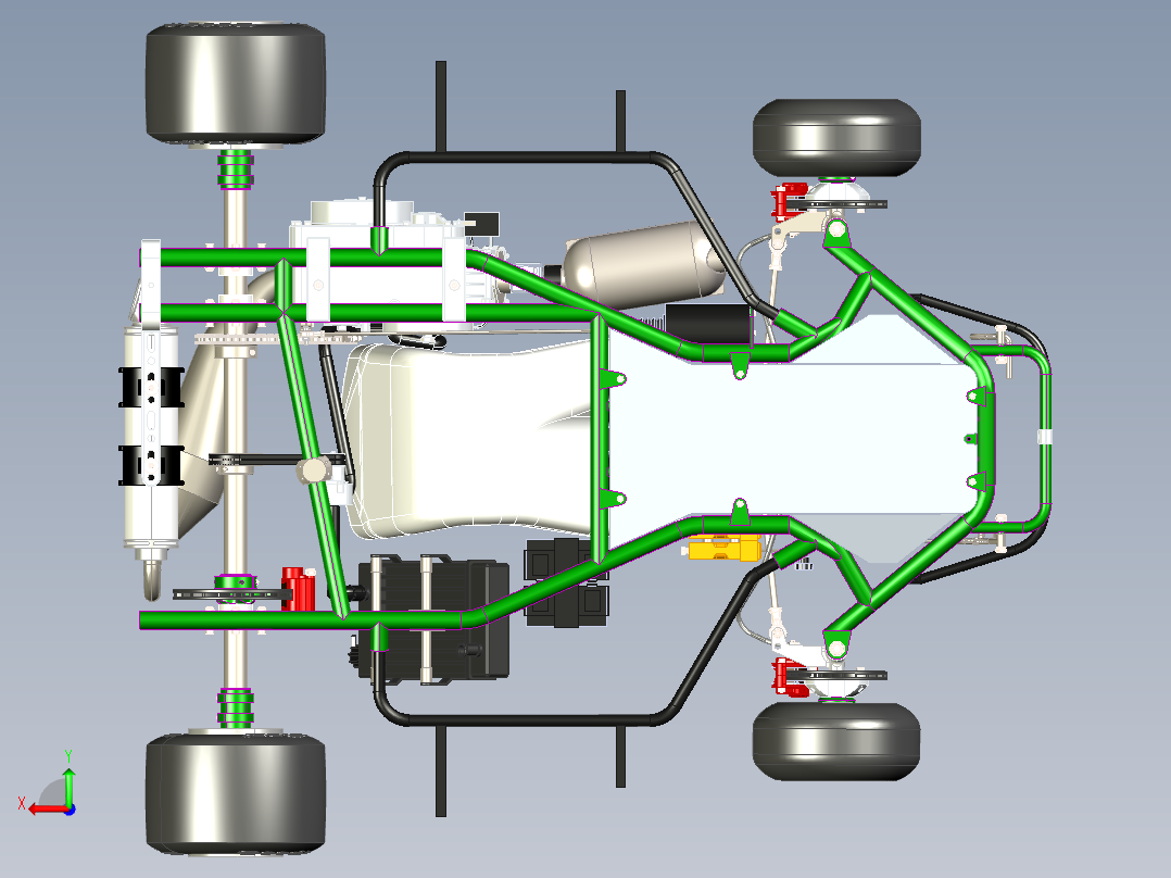 配备125cc ROTAX发动机的赛车模型后视图
