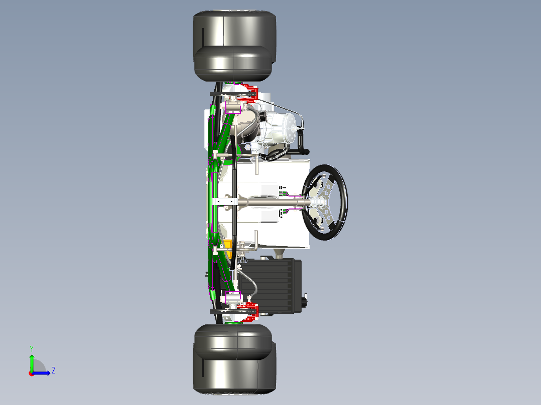 配备125cc ROTAX发动机的赛车模型左视图