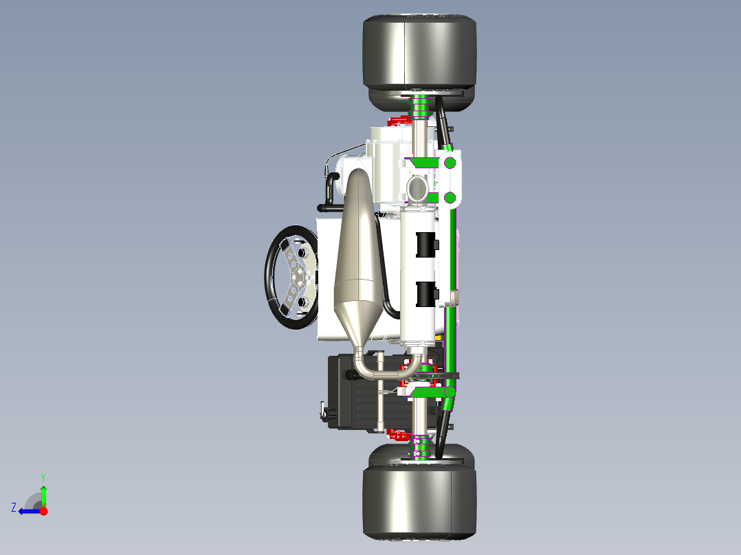 配备125cc ROTAX发动机的赛车模型右视图
