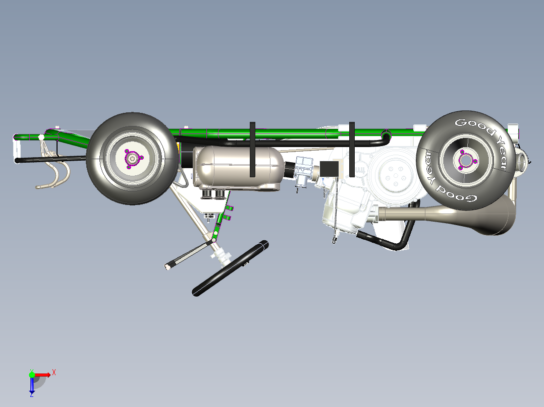 配备125cc ROTAX发动机的赛车模型俯视图