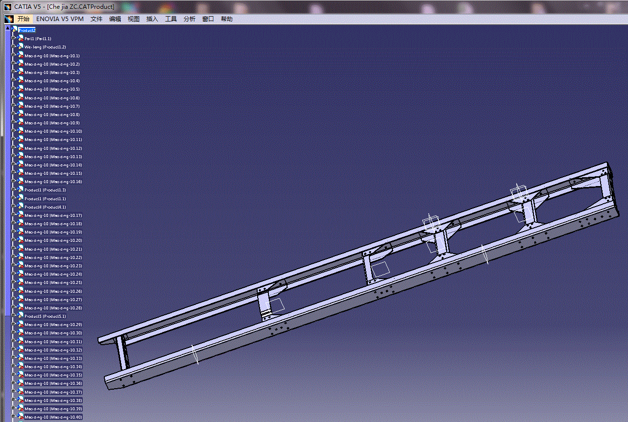 轻卡车架设计 轻型卡车货车车架设计（含CAD图纸、CATIA三维模型、说明书）
