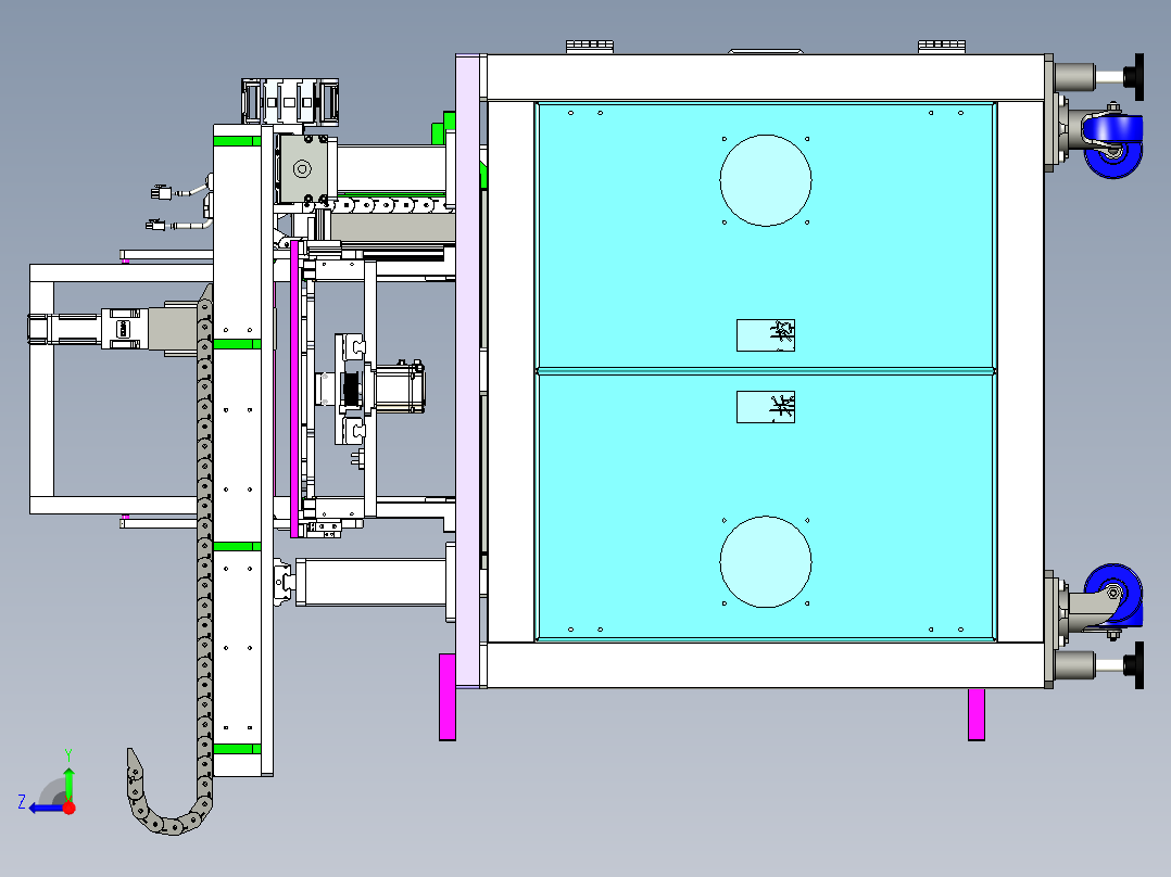Tray盘上料机三维模型右视图