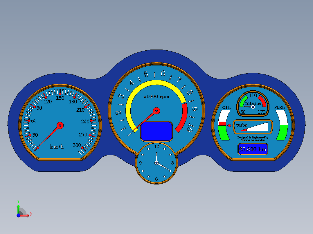 超级跑车仪表盘前视图