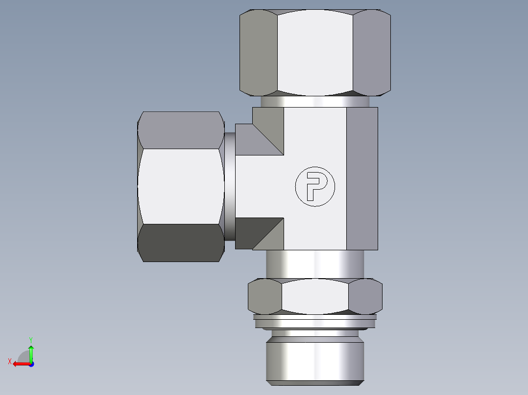 卡套式工业通用硬管接头EO_Adjustable_locknut_run_tee_LEE20SMCF后视图