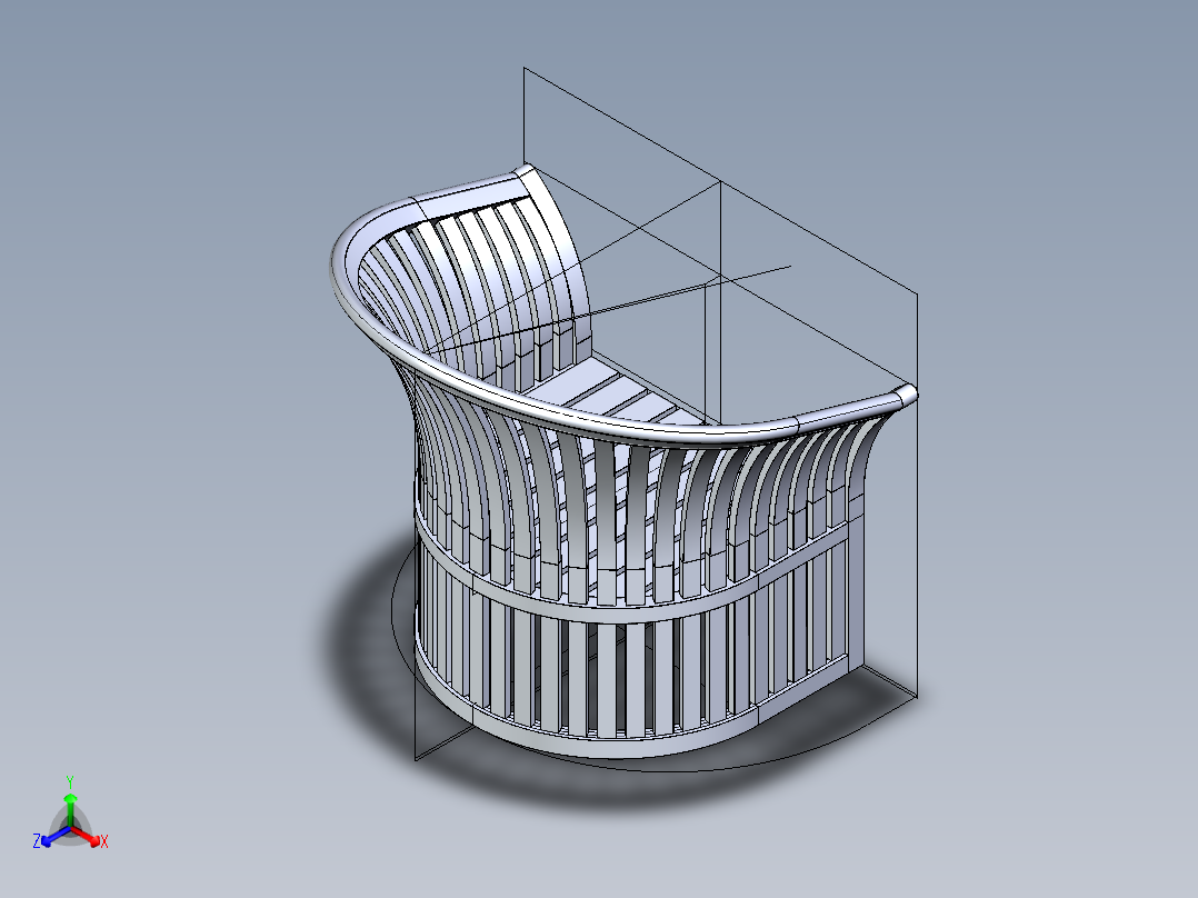 <span style='color: red'>环形</span>靠背柚木椅简易<span style='color: red'>模型</span><span style='color: red'>3D</span>图纸 IGS格式