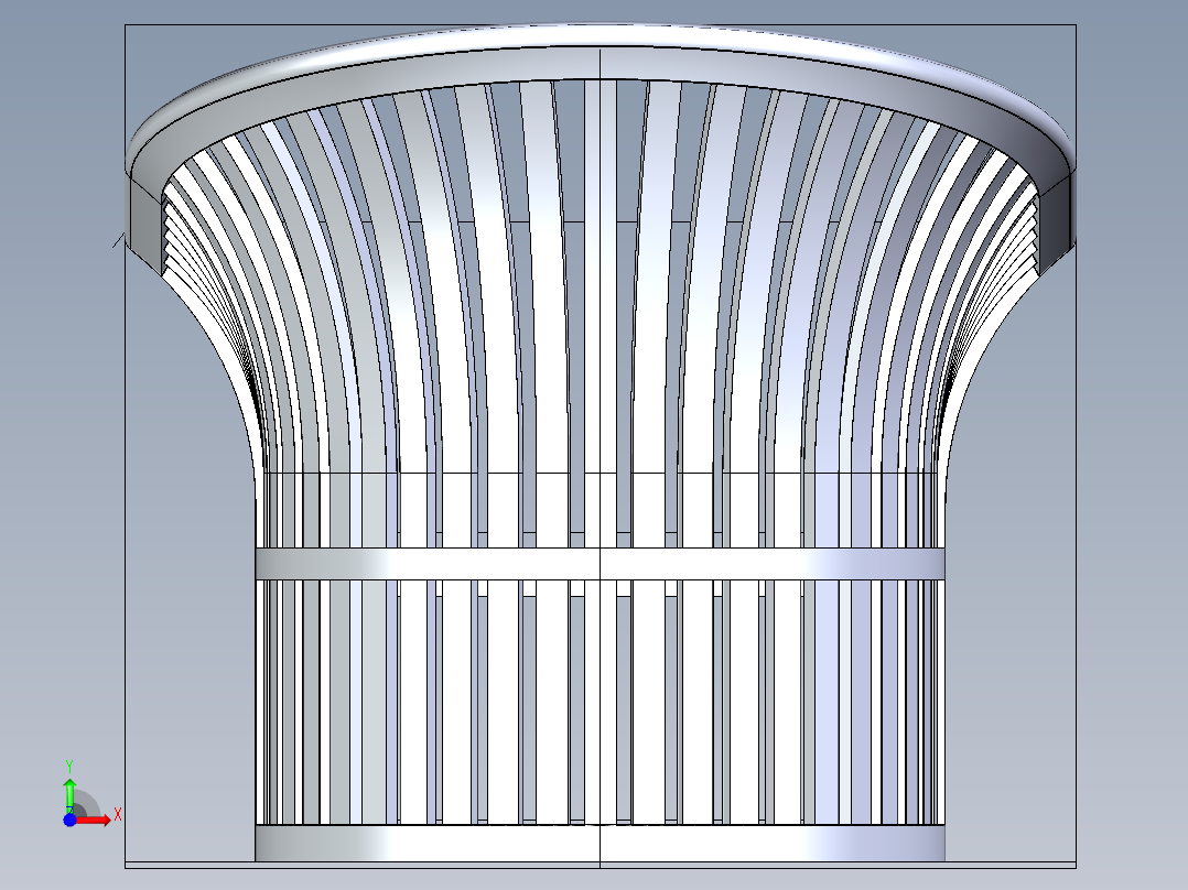 环形靠背柚木椅简易模型3D图纸 IGS格式前视图