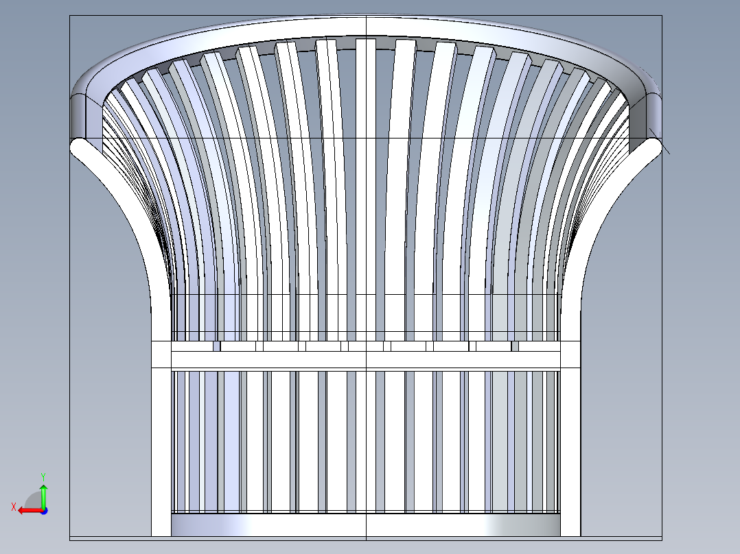 环形靠背柚木椅简易模型3D图纸 IGS格式后视图
