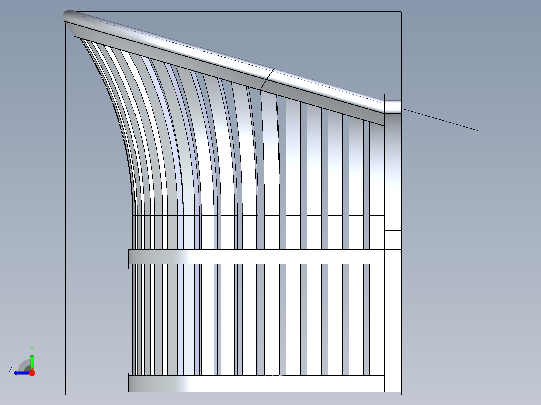 环形靠背柚木椅简易模型3D图纸 IGS格式右视图