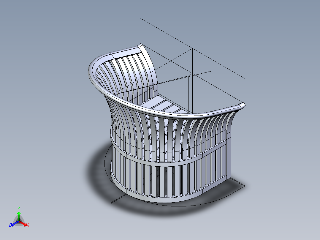 环形靠背柚木椅简易模型3D图纸 IGS格式正等轴测图