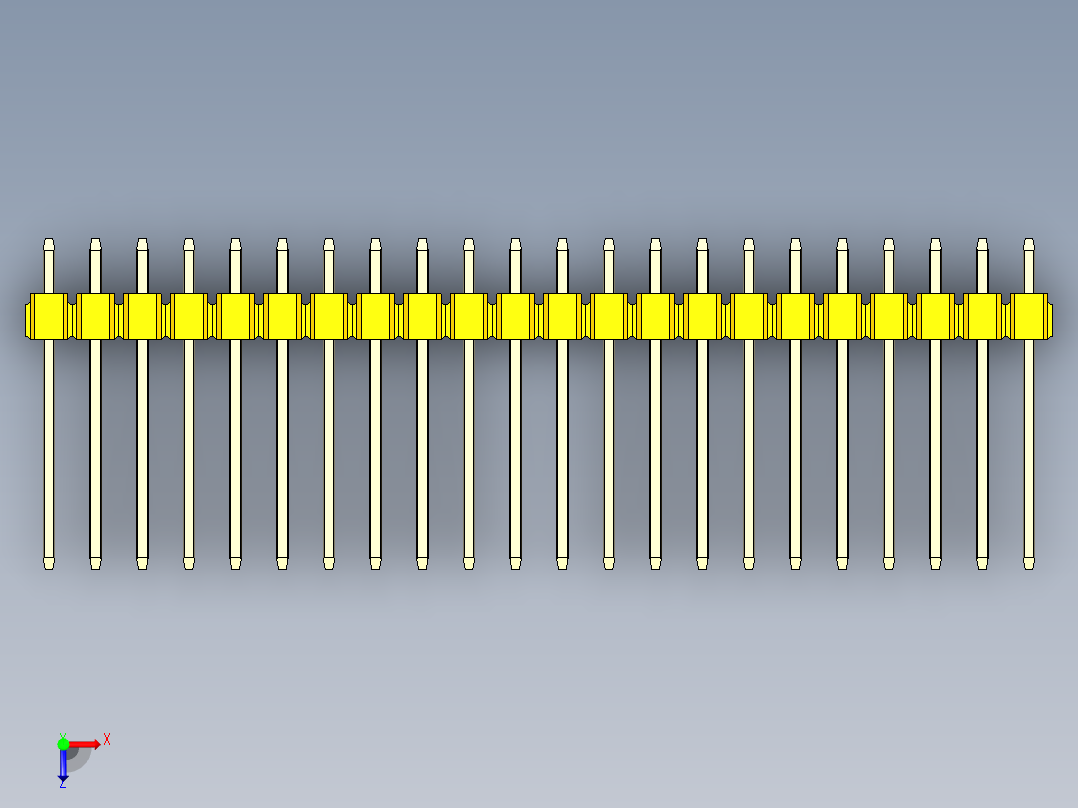 彩色公头100mil（2.54mm）系列-DS1021_yellow_1x22p_100mil_Type5_rev1.0俯视图