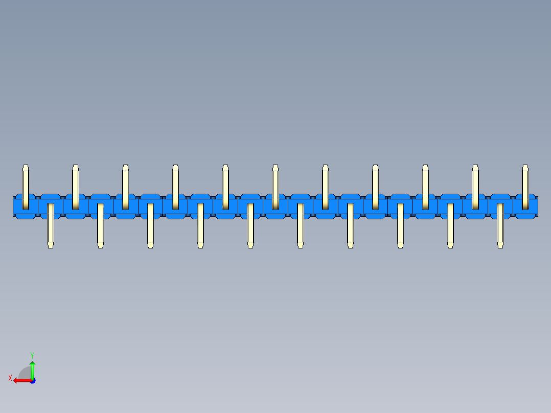 彩色公排针 100mil 2.54mm 系列-DS1022_blue_21p_100mil_Type_SMT_R1_rev1.0后视图