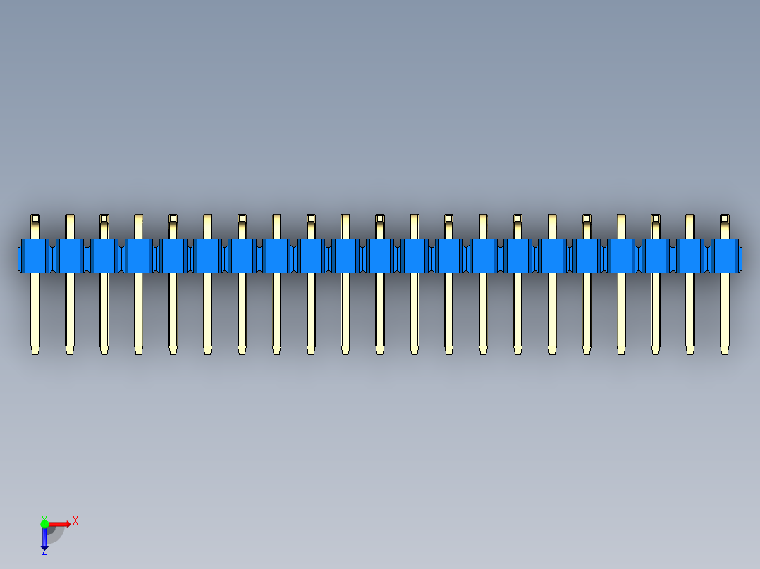 彩色公排针 100mil 2.54mm 系列-DS1022_blue_21p_100mil_Type_SMT_R1_rev1.0俯视图