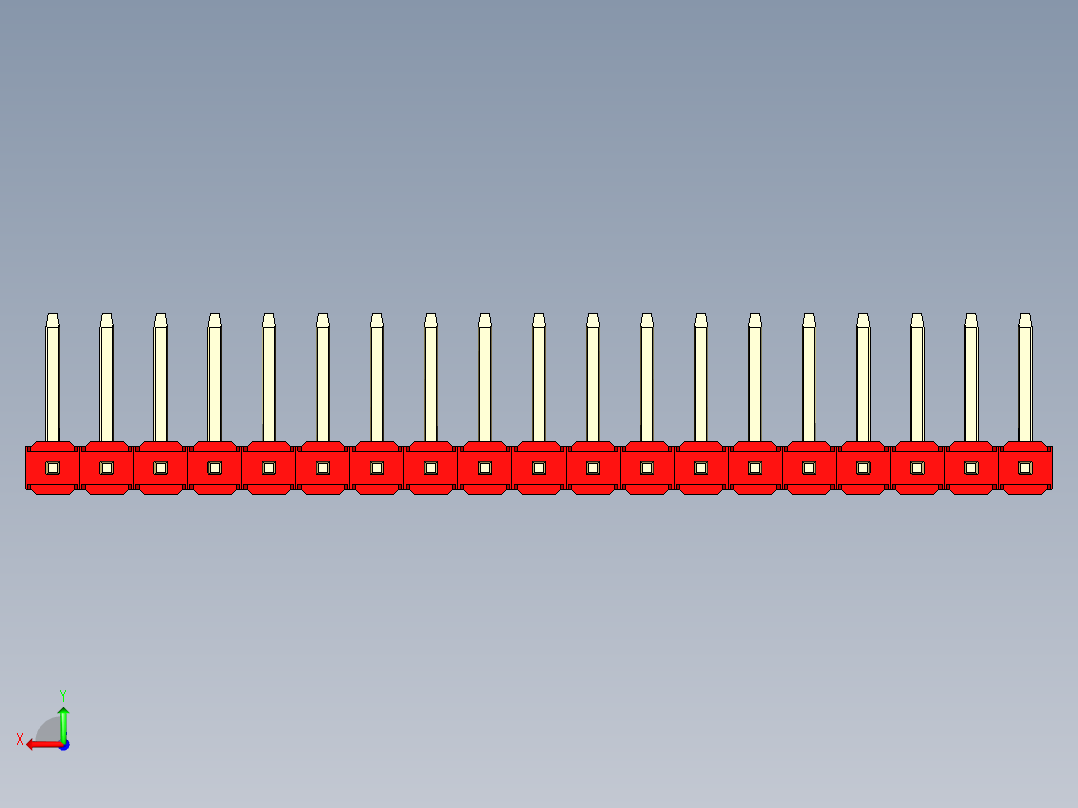 彩色公排针 100mil 2.54mm 系列-DS1022_red_19p_100mil_TypeU_rev1.0后视图