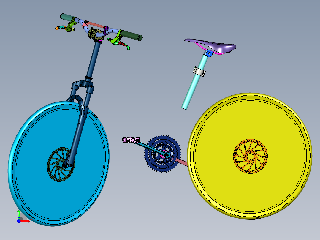 实心公路自行车前视图