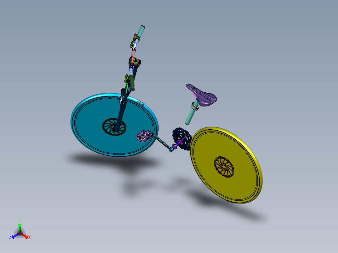 实心公路自行车正等轴测图