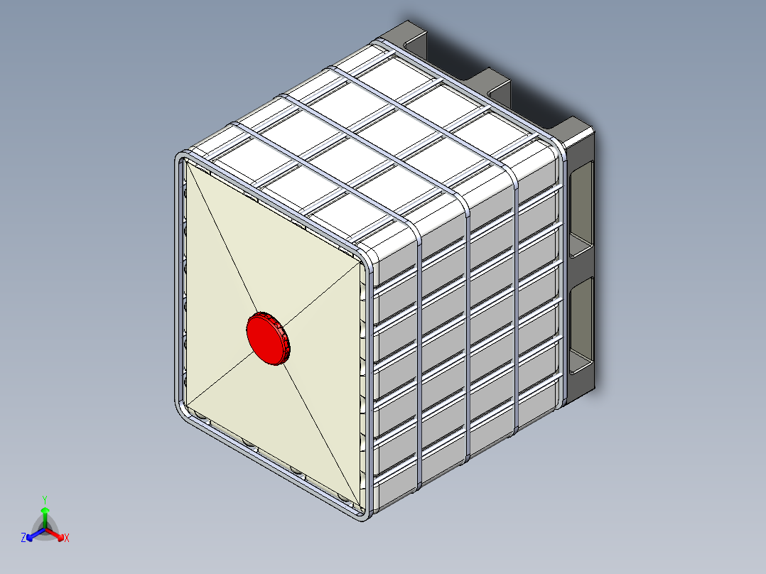 聚氨酯 1000 升水箱位于 1000x1200 尺寸托盘正等轴测图