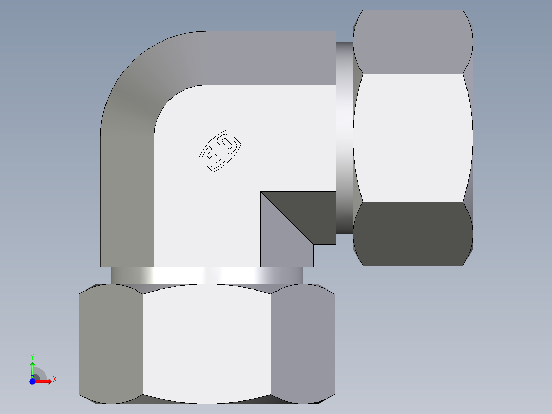 卡套式工业通用硬管接头EO_Union_elbow_W38ZSCF前视图