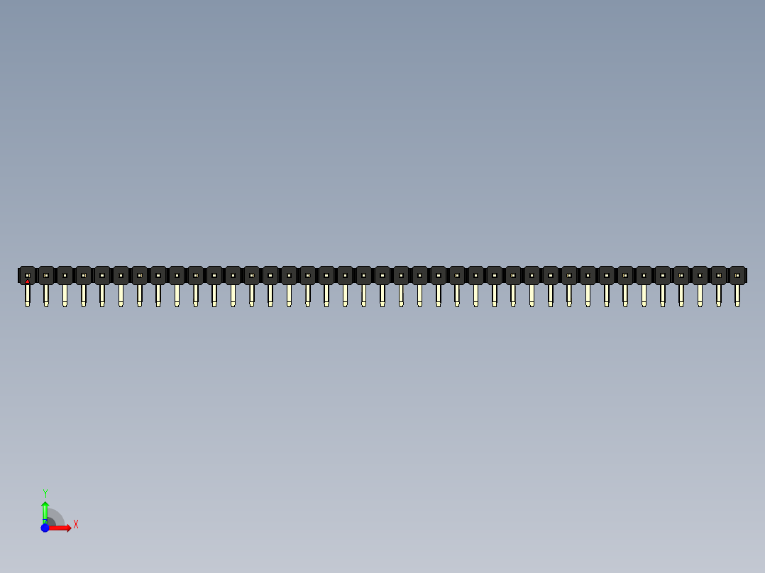 彩色公排针 100mil 2.54mm 系列-DS1022_black_1x39p_100mil_TypeD_rev1.0前视图