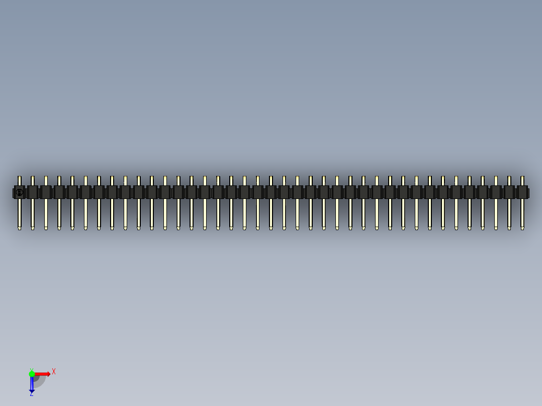 彩色公排针 100mil 2.54mm 系列-DS1022_black_1x39p_100mil_TypeD_rev1.0俯视图