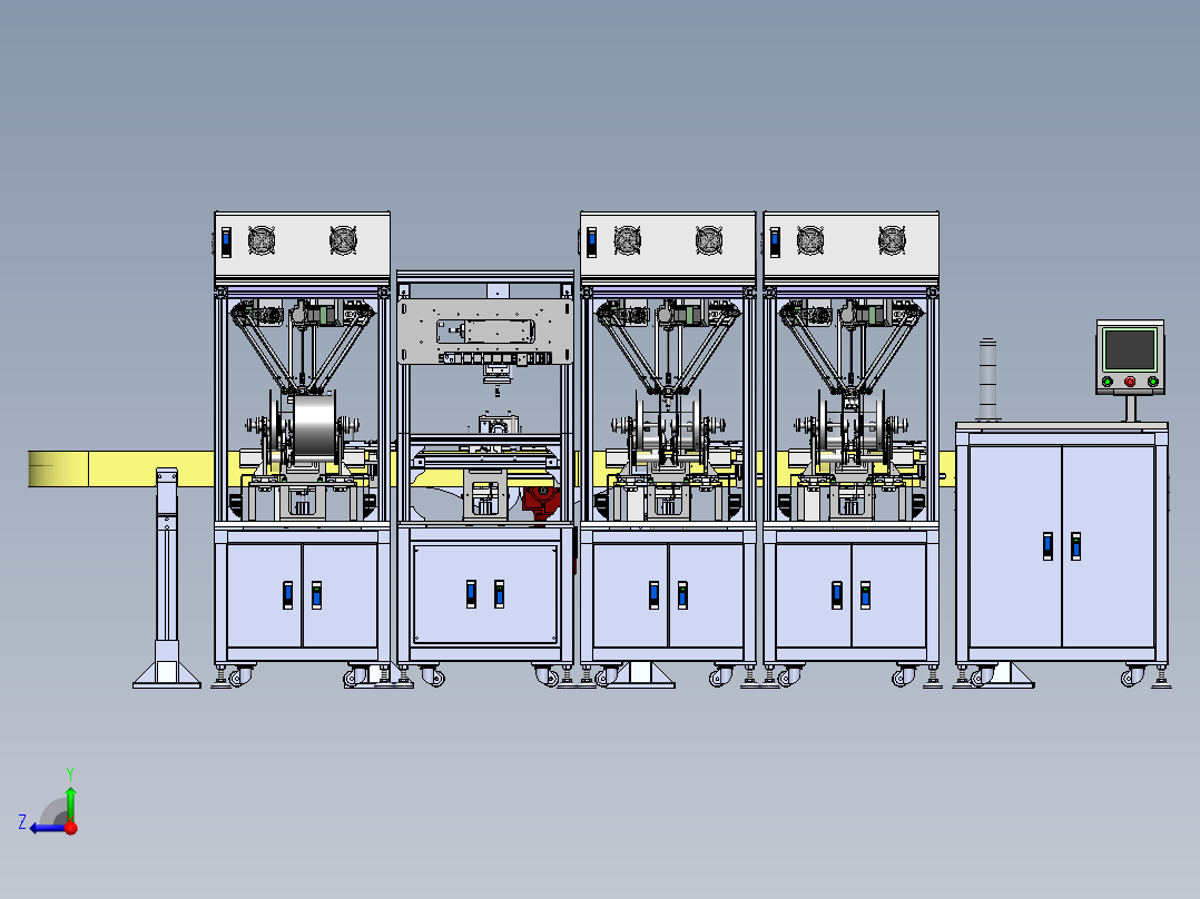 蜘蛛手泡棉贴装连线自动化sw18可编辑右视图