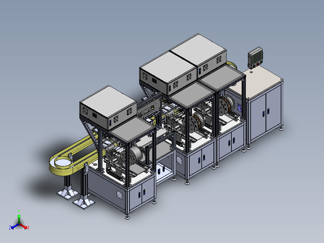 蜘蛛手泡棉贴装连线自动化sw18可编辑正等轴测图