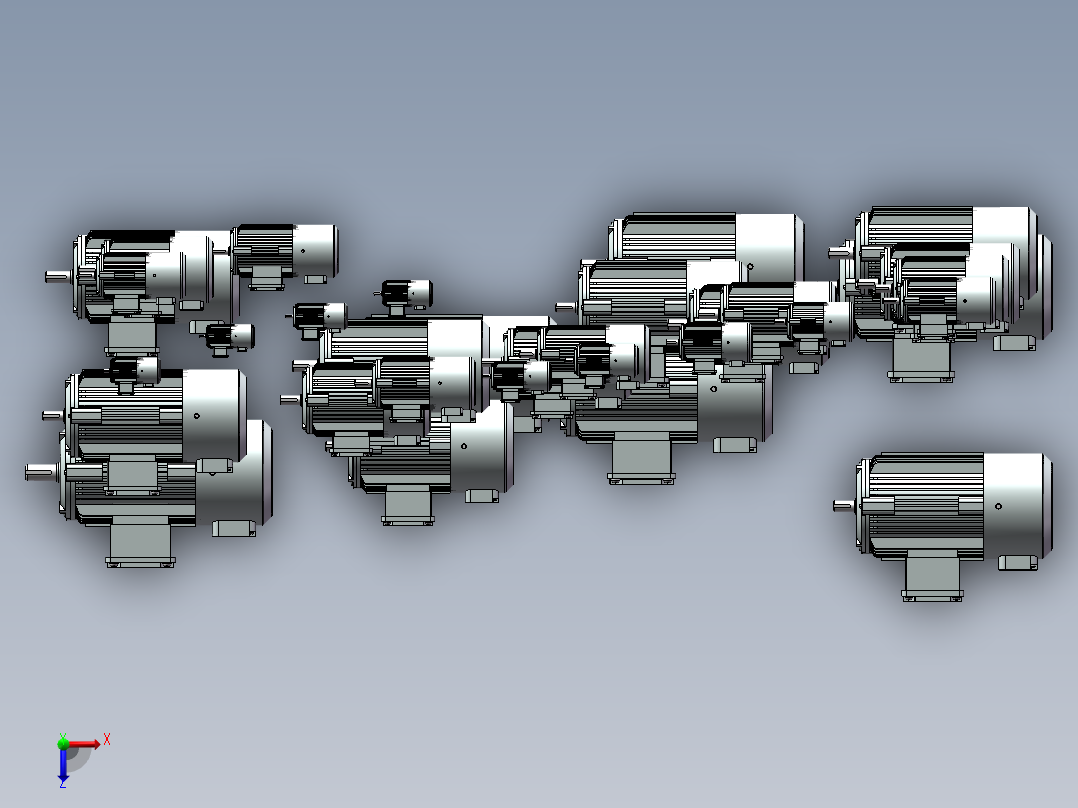 YVPYVF2变频电机B3型模型合集俯视图
