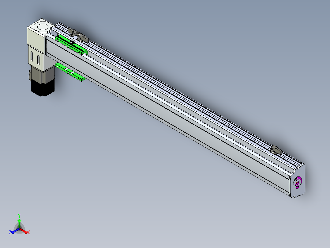 同步带滑台-半封闭B10-L90-S800-L-P40-D3正等轴测图