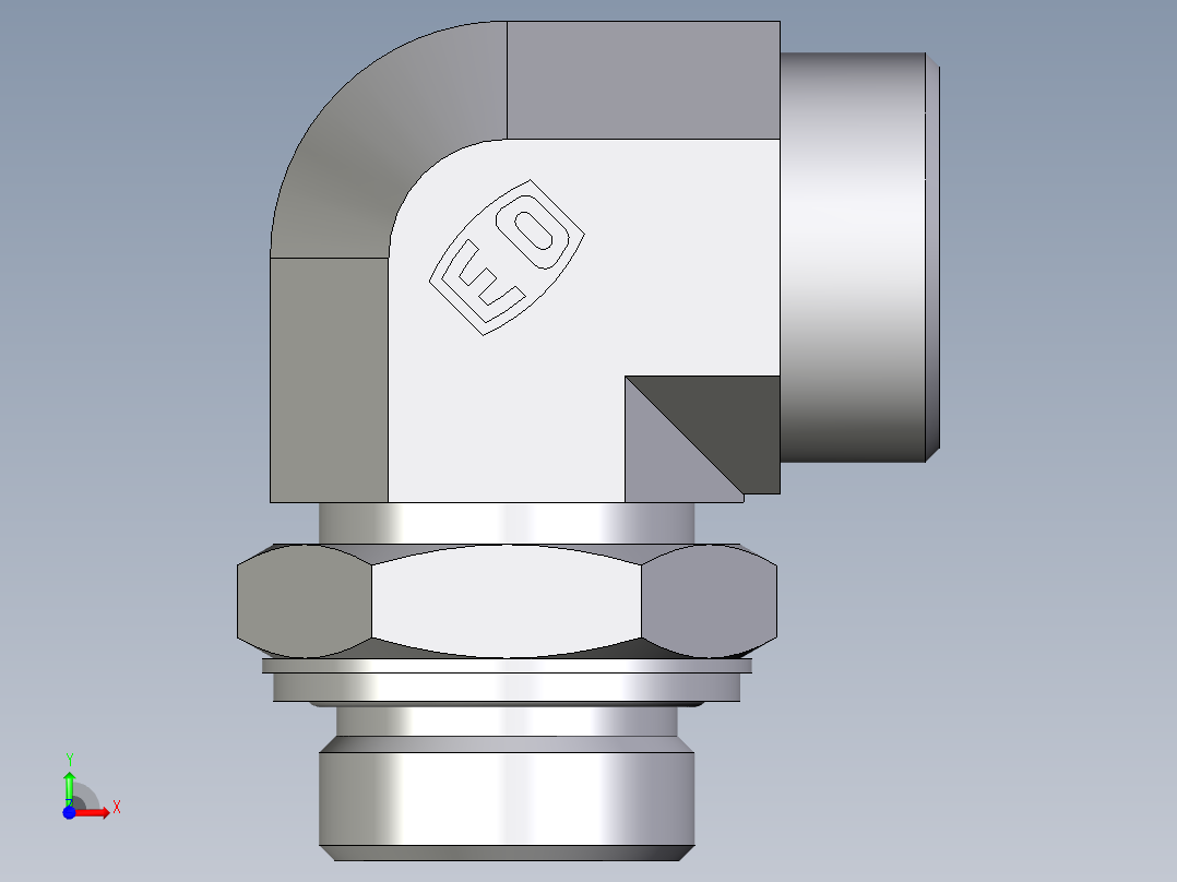 卡套式工业通用硬管接头EO_Adjustable_Locknut_elbow_WEE28LMOMDCF前视图