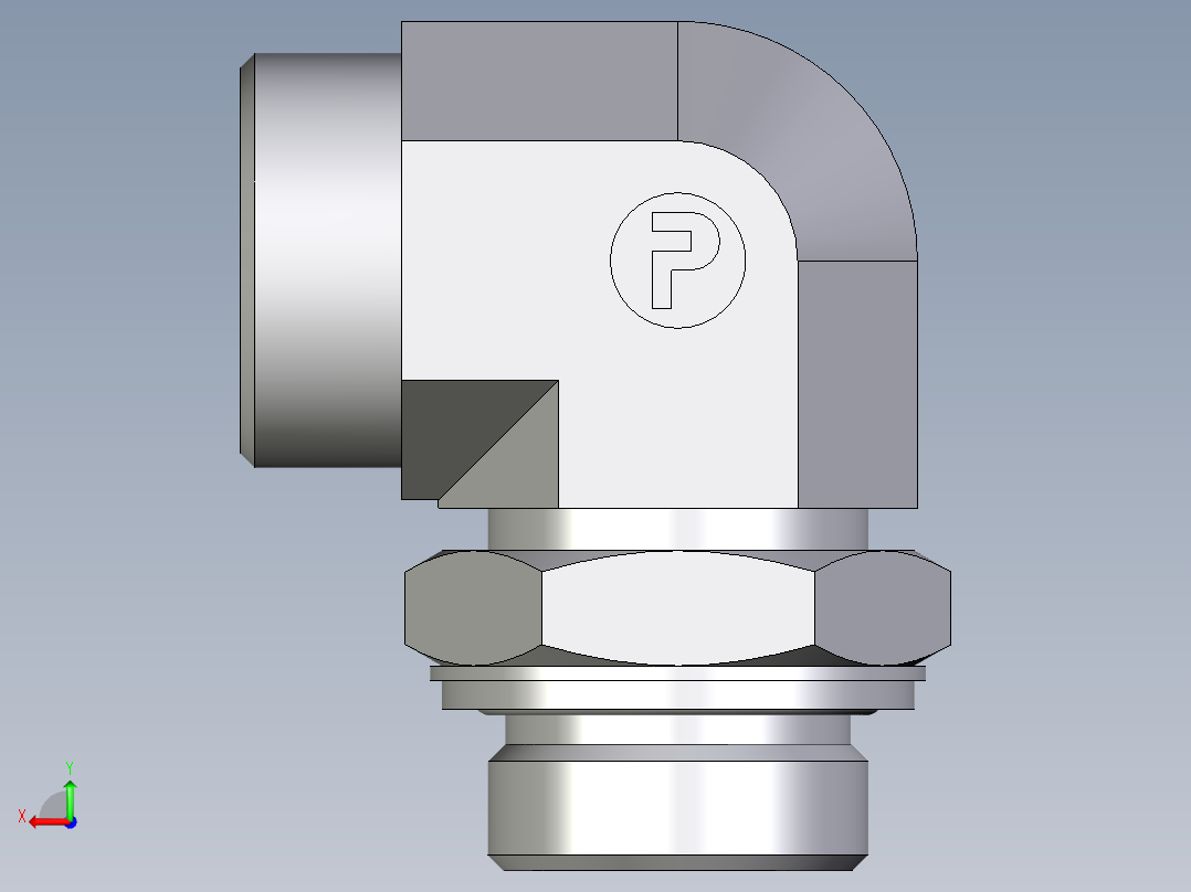 卡套式工业通用硬管接头EO_Adjustable_Locknut_elbow_WEE28LMOMDCF后视图
