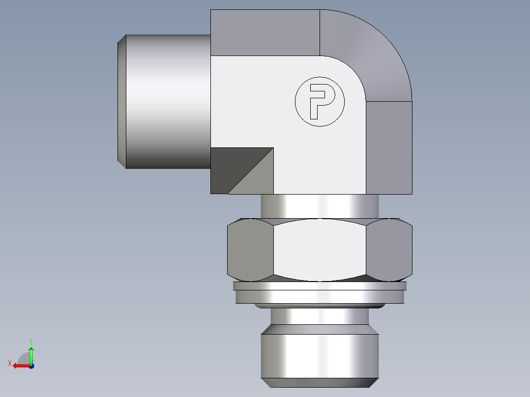 卡套式工业通用硬管接头EO_Adjustable_Locknut_elbow_WEE10LMOMDCF后视图