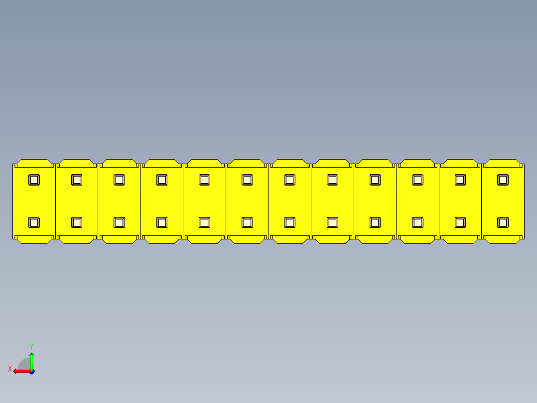 彩色公头100mil（2.54mm）系列-DS1021_yellow_2x12p_100mil_Type5_rev1.0后视图