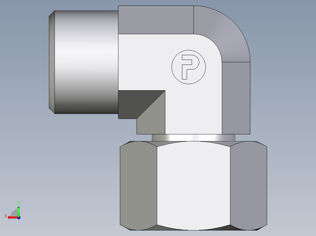 卡套式工业通用硬管接头EO_Swivel_nut_elbow_EW10SOMDCF后视图