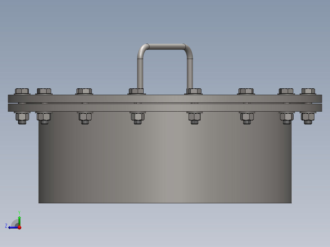 这是一个16英寸(406毫米)的人孔，用于地上储罐右视图
