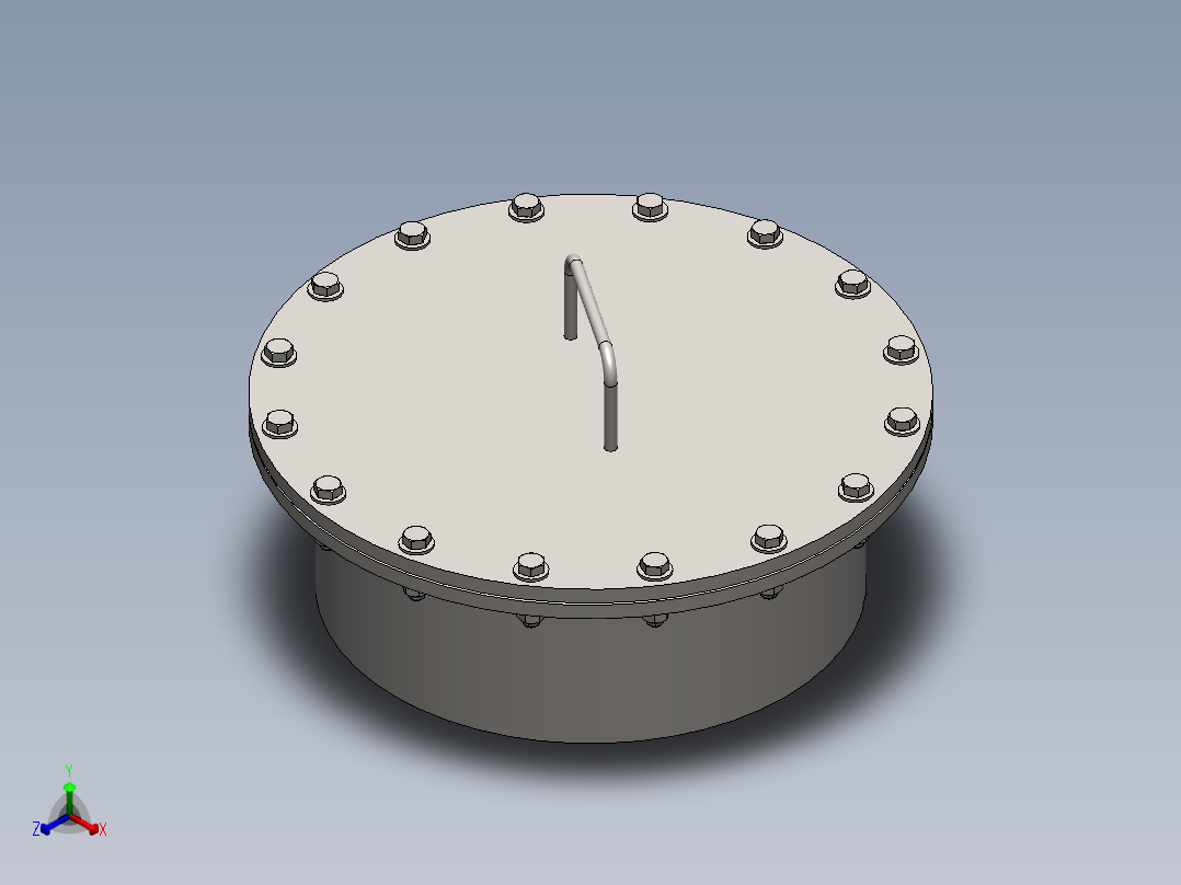 这是一个16英寸(406毫米)的人孔，用于地上储罐正等轴测图