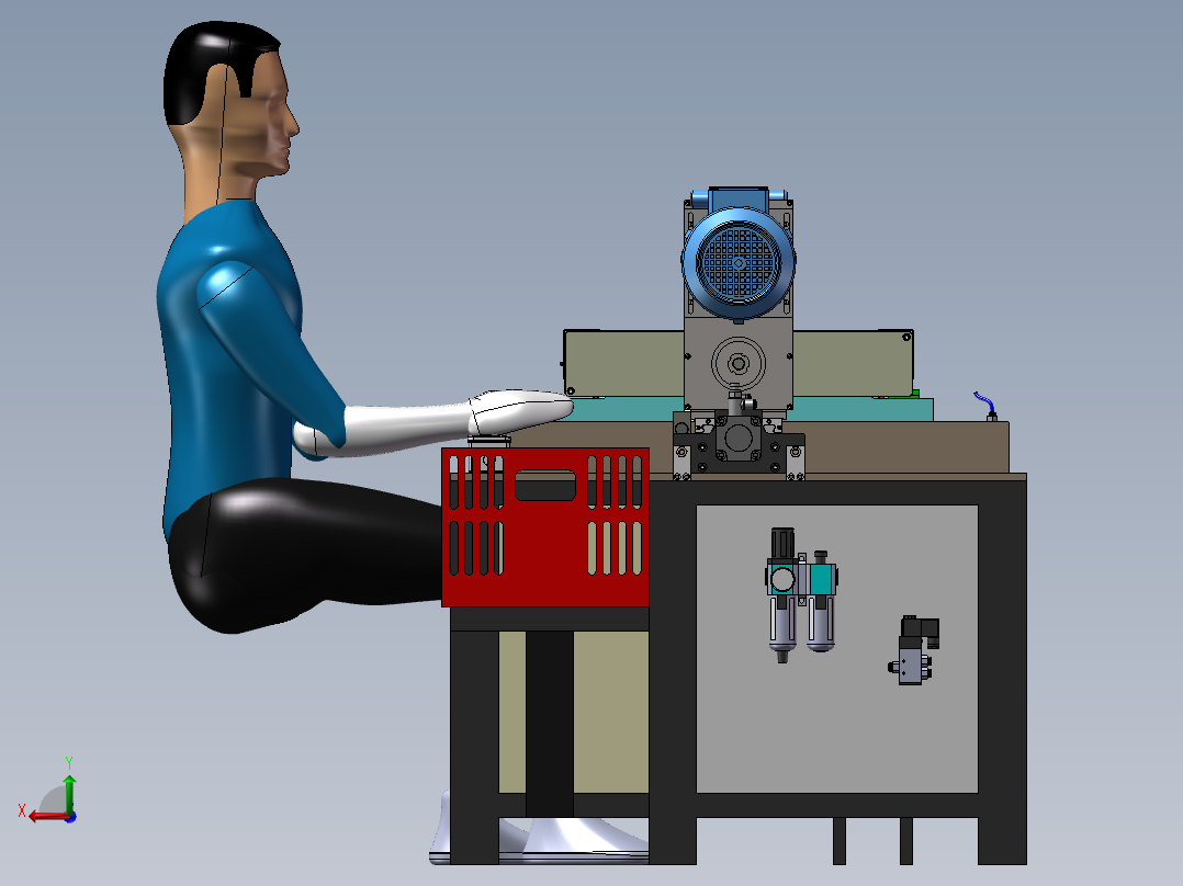 多头钻孔机 3D模型 非标自动化设备3D图纸3D模型后视图