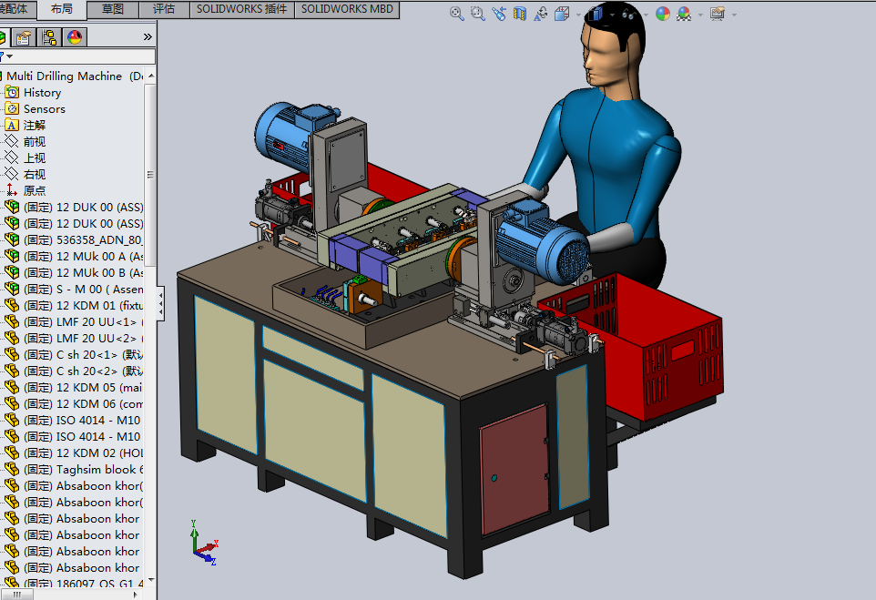 多头钻孔机 3D模型 非标自动化设备3D图纸3D模型