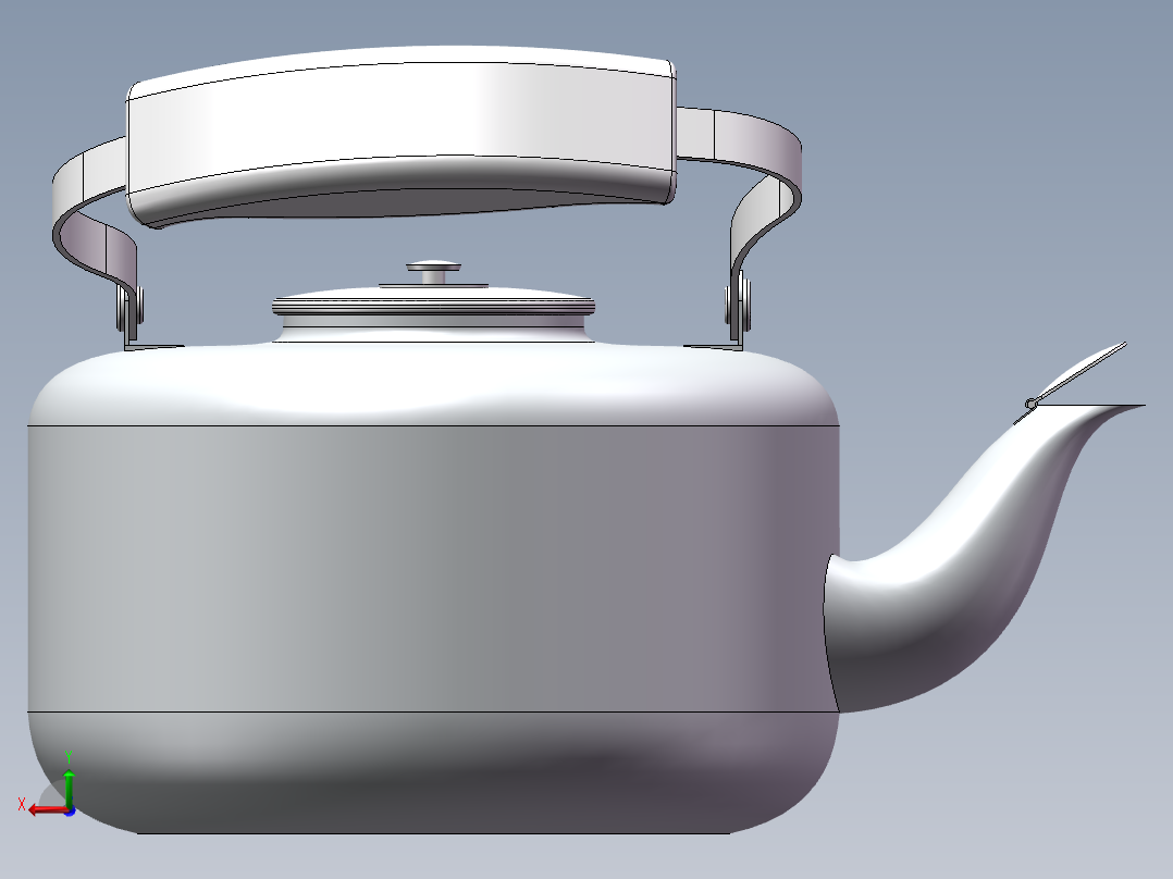 水壶装配模型后视图