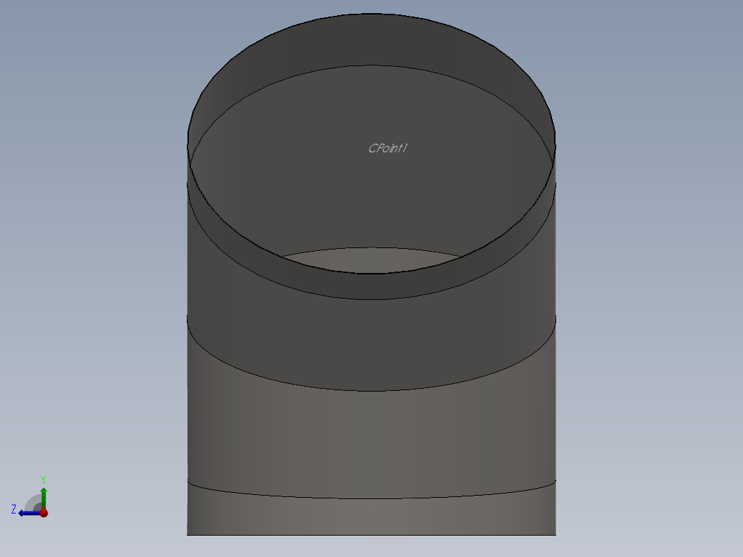 hvac round duct 45deg elbow右视图