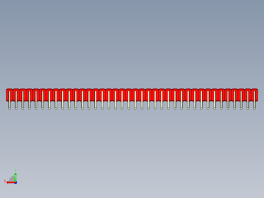 彩色公排针 100mil 2.54mm 系列-DS1022_red_2x38p_100mil_TypeD_rev1.0后视图