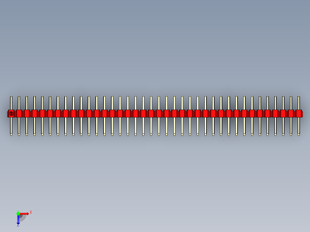 彩色公排针 100mil 2.54mm 系列-DS1022_red_2x38p_100mil_TypeD_rev1.0俯视图